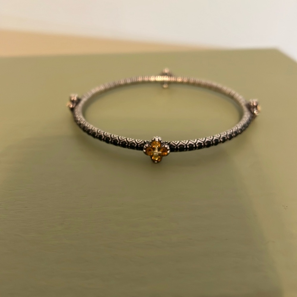 Barbara Bixby sterling/18k 4.70 ct tw gemstone bangle